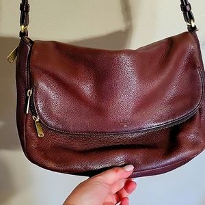 Fossil Peyton Cow Hide Leather Chestnut Crossbody Purse Bag